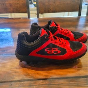 Boombah Softball Cleats, Red/Black, Size 8